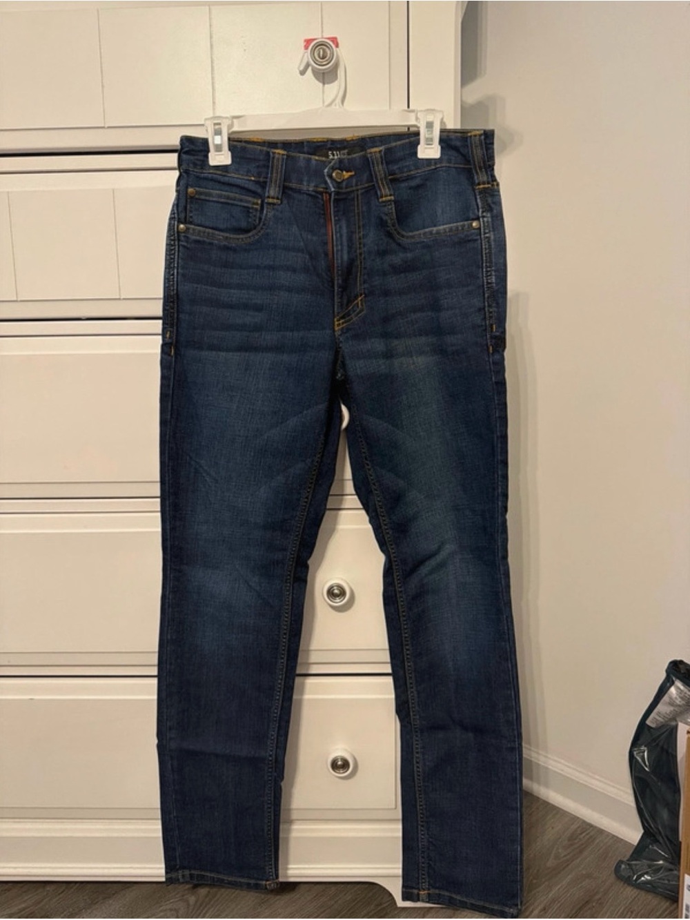 Dark Blue Mens Straight Jeans